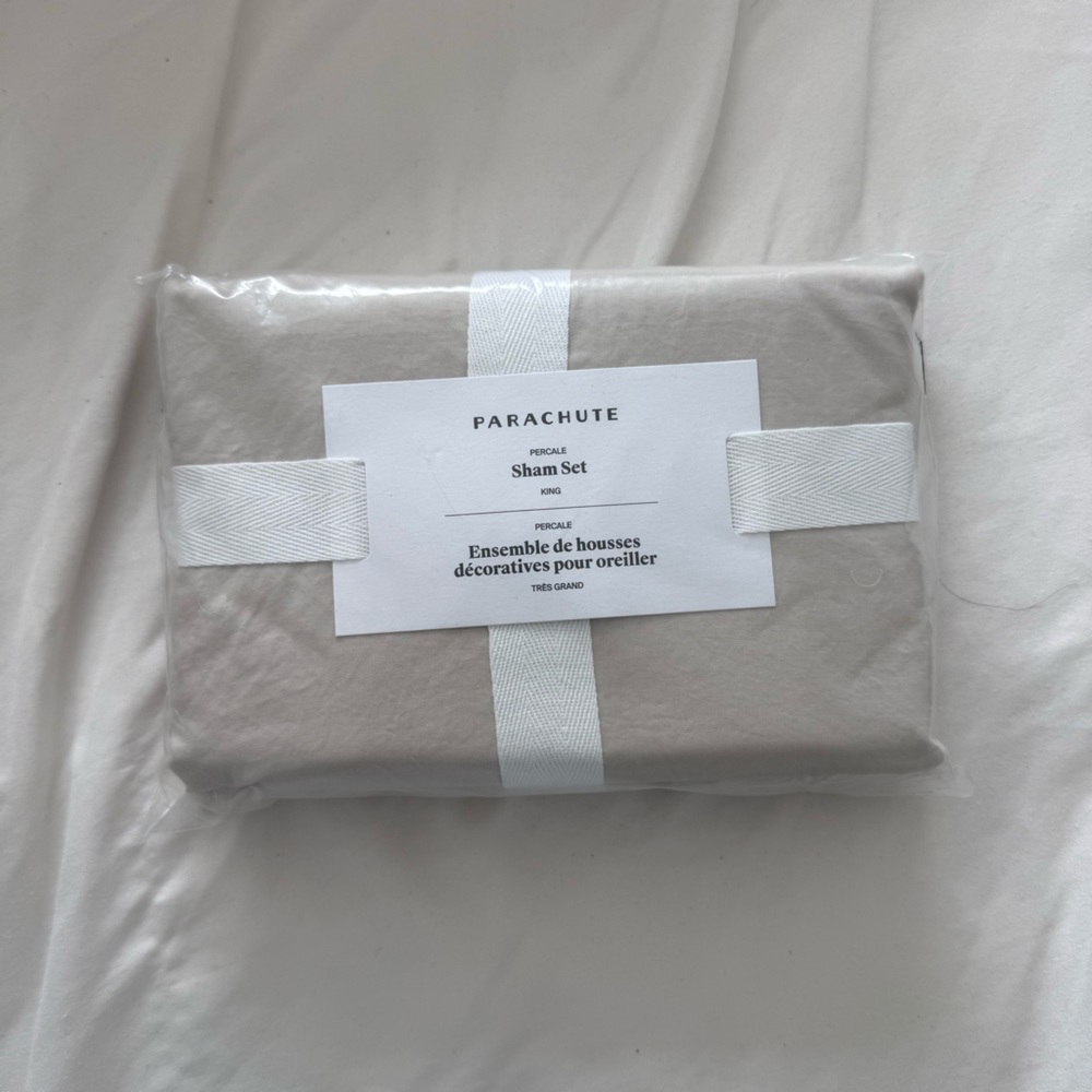 Parachute bone percale sham set king size new in bag